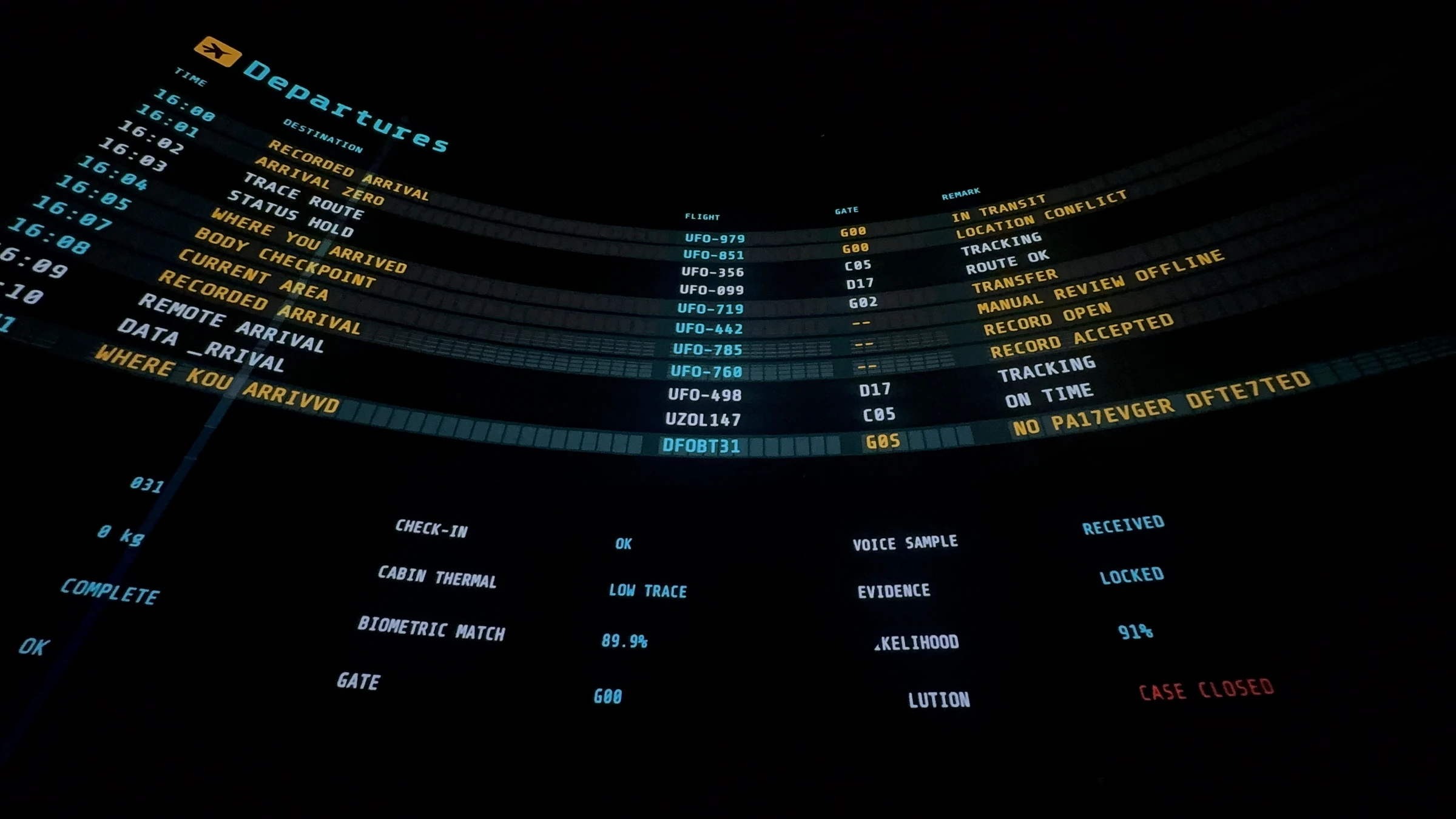 Missing Signals — flight information board
